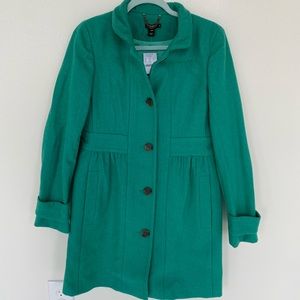 J. Crew Factory skirted dress coat. Green, size 8. NWT.
